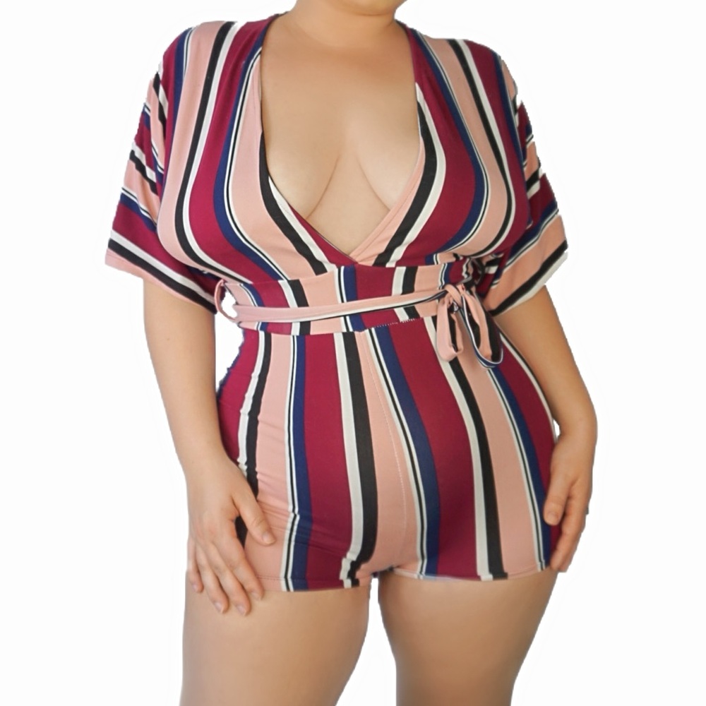 The Miami Romper Striped Romper Stretchy Sexy Fit